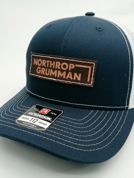 Northrop Grumman Navy Blue Leather Patch Trucker Hat